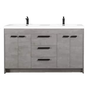 Lugano 72 in. W x 19 in. D x 36 in. H Double Bath Cement Gray Vanity with White Acrylic Top with White Integrated Sinks