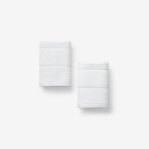Company Cotton White Textured Stripe Wash Cloth (Set of 2)