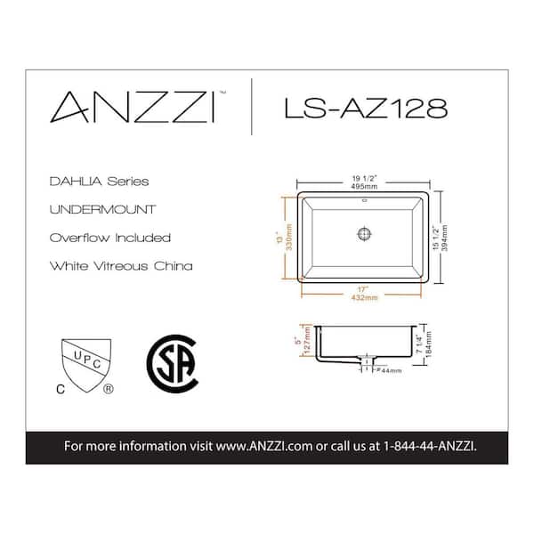 Dahlia Series 7.25 in. Ceramic Undermount Sink Basin in White Dahlia Series 7.25 in. Ceramic Undermount Sink Basin in White