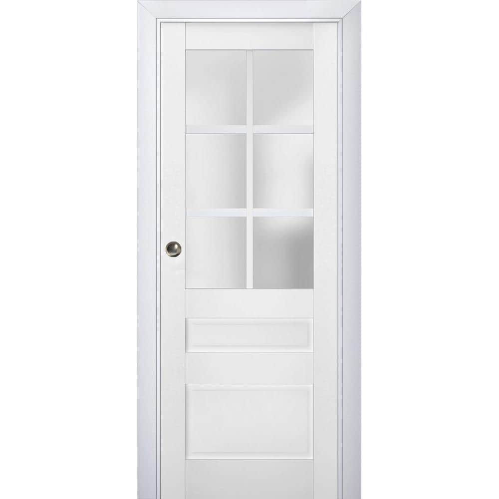30 in. x 80 in. 1 Panel White Finished Solid Wood Sliding Door with Hardware price history on PriceWatchPro