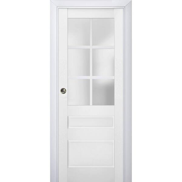 Sartodoors 32 in. x 80 in. 1 Panel White Finished Solid Wood Sliding Door with Hardware