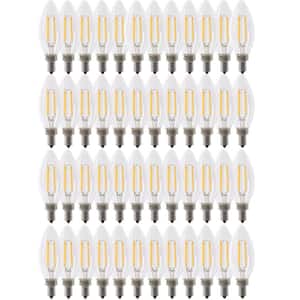 100W Equivalent B10 E12 Candelabra Dimmable CEC Clear Glass Chandelier LED Light Bulb in Bright White 3000K (48-Pack)