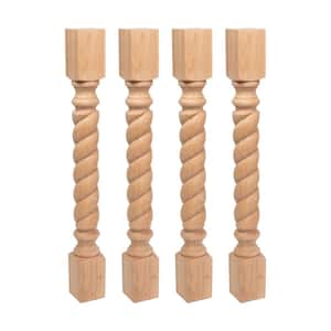 35.25 in. x 3.75 in. Unfinished Solid North American Red Oak Rope Kitchen Island Leg (4-Pack)
