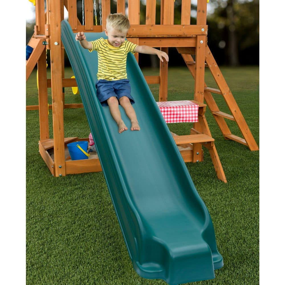 Sky View Cedar Backyard Playset with Swings and Slide