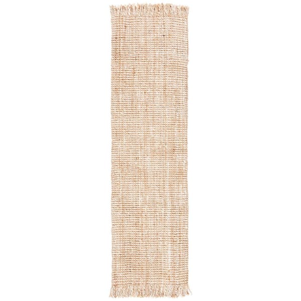 SAFAVIEH Natural Fiber Beige 2 ft. x 8 ft. Woven Thread Runner Rug