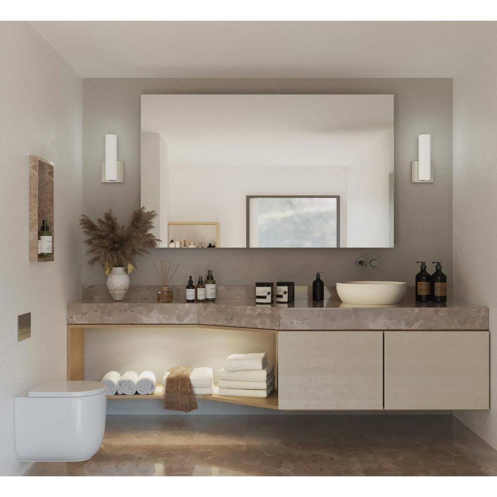 Brushed Nickel LED Wall Sconce with Opal Glass Shade