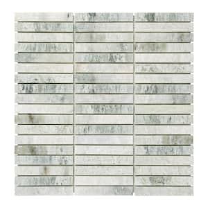 Stacked Green 12 in. x 11.81 in. Polished Natural Marble Floor and Wall Mosaic Tile (10 sq. ft./Case)