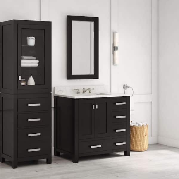 Madison 36 in. W x 21.5 in. D x 34 in. H Single Sink Bath Vanity in Espresso with Carrara White Marble Top