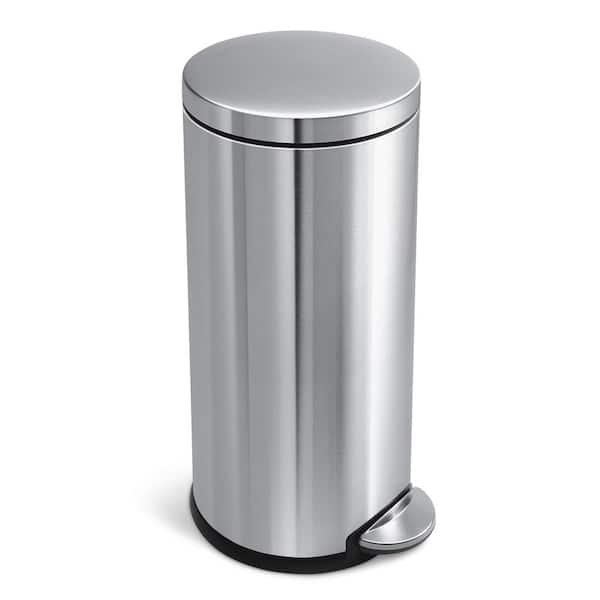 simplehuman 30-Liter Fingerprint-Proof Brushed Stainless Steel Round Step-On Trash Can