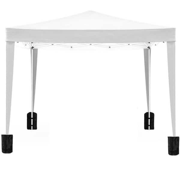 Tenleaf 10 ft. x 10 ft. White Pop-Up Canopy Outdoor Portable Party Tent with 4 Removable Sidewalls, Carry Bag, 4 Weight Bags
