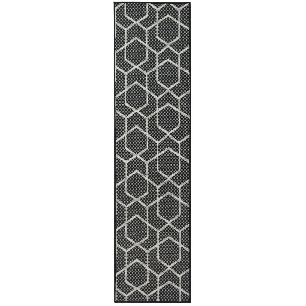 Nourison Horizon Black 2 ft. x 6 ft. Indoor/Outdoor All-Over design ...