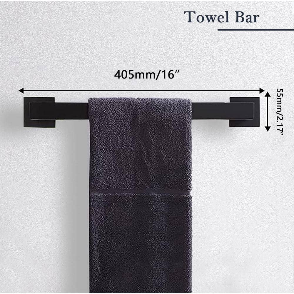 Matte Black 5-Piece Stainless Steel Bathroom Hardware Set