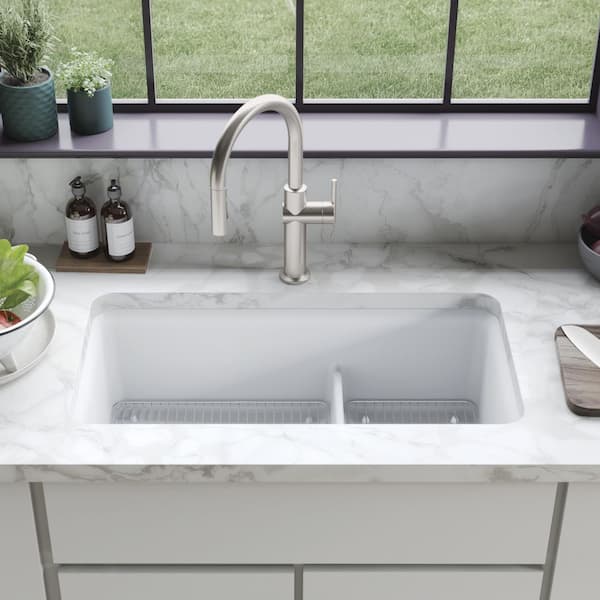 KOHLER Kitchen Sink Squeegee and Countertop Brush, Multi-Purpose, White