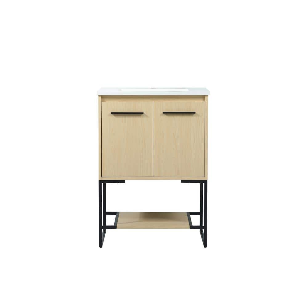 Simply Living 24 in. Single Bathroom Vanity in maple with Engineered Marble
