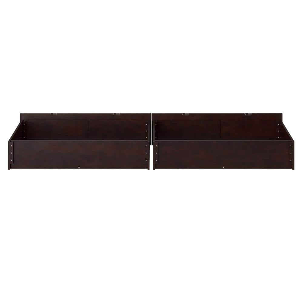 Espresso Solid Hardwood Underbed Storage Drawers Set