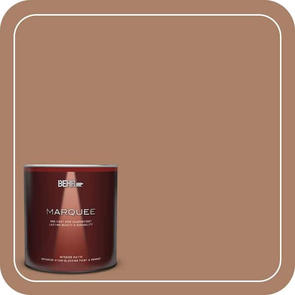 BEHR MARQUEE 1 Qt. #MQ2-42 Warm Cognac One-Coat Hide Matte Interior Paint & Primer