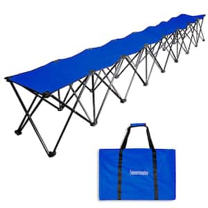 Portable 8-Seater Folding Team Sports Sideline Bench (Blue)