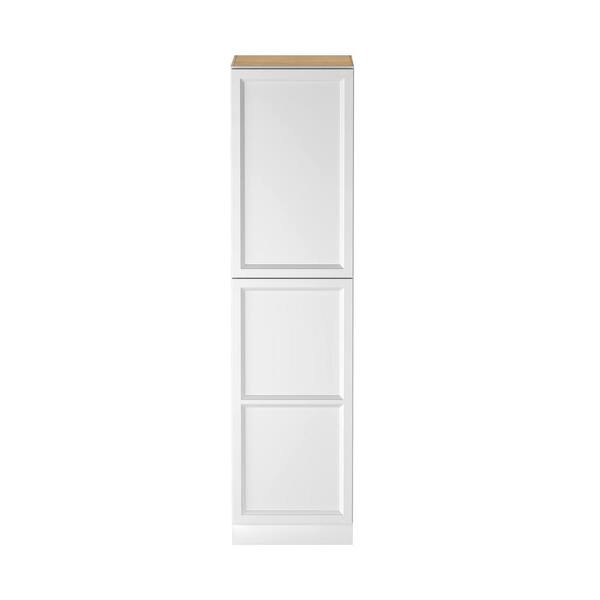 PELHAM & WHITE Keyport Shaker 18 in. W x 24 in. D x 96 in. H Plywood Tool-Free Ready To Assemble Pantry Kitchen Cabinet in White