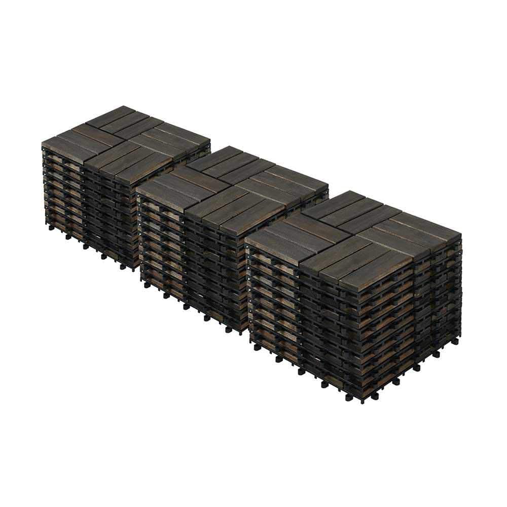 1 ft. x 1 ft. Dark Brown Acacia Wood Interlocking Deck Tiles Checker Pattern, Outdoor Flooring for Patio (30-Pcs) price history on PriceWatchPro