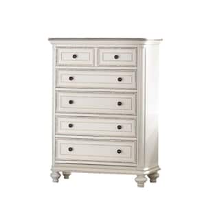 18 in. White and Brown 5-Drawer Wooden Chest of Drawers