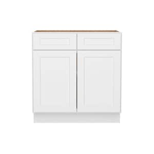 Easy-DIY 33-in W x 24-in D x 34.5-in H in Shaker White Ready to Assemble Drawer Base Kitchen Cabinet with 2 Doors