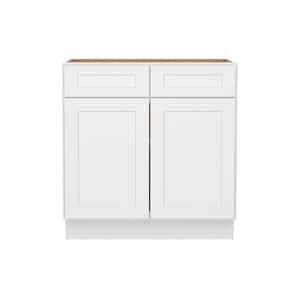 Easy-DIY 33 in. W x 24 in. D x 34.5 in. H Ready to Assemble Drawer Base Kitchen Cabinet in Shaker White with 2-Doors