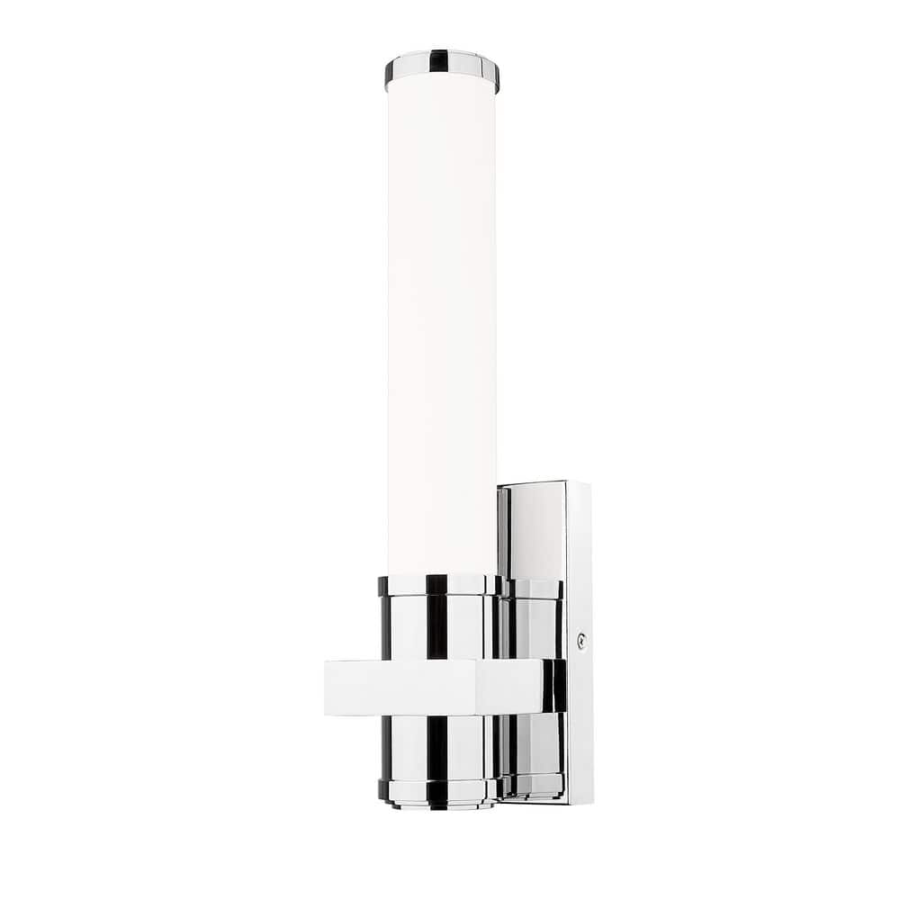 Idris 16.5 in. Chrome Integrated LED 1 Light Wall Sconce with Opal White Gl