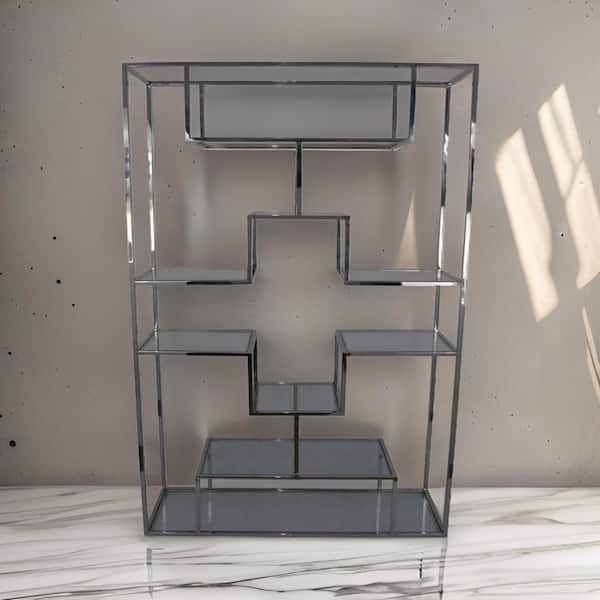 Benjara 76 in. Silver Rectangle Metal Plant Stand with 1-Tier