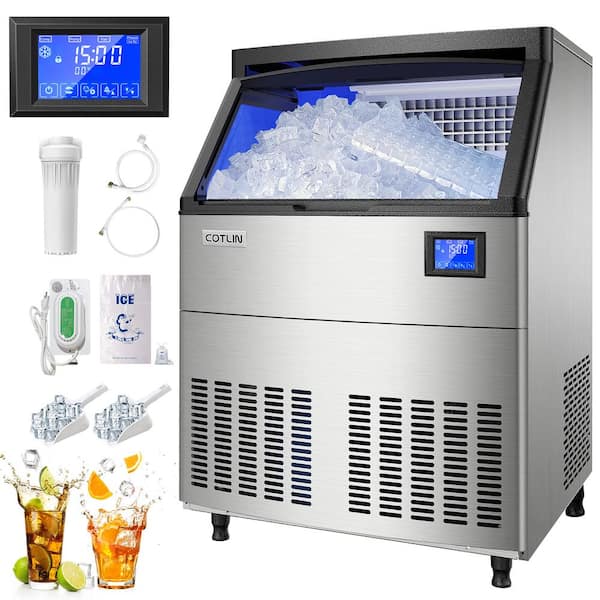 COTLIN 26 in. Production Per Day 320 lbs. Full Size Cubes Commercial Ice Maker in Stainless Steel with Display