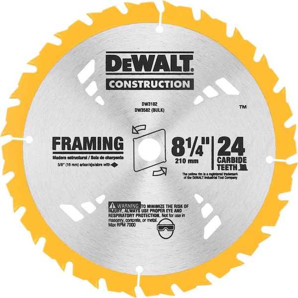 DEWALT 8-1/4 in. 24T Carbide Framing Circular Saw Blade