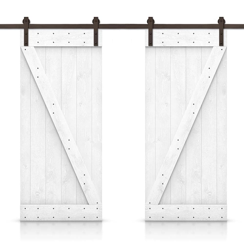 Z 88 in. x 84 in. Bar White Stained DIY Solid Pine Wood Interior Double Sliding Barn Door with Hardware Kit price history on PriceWatchPro