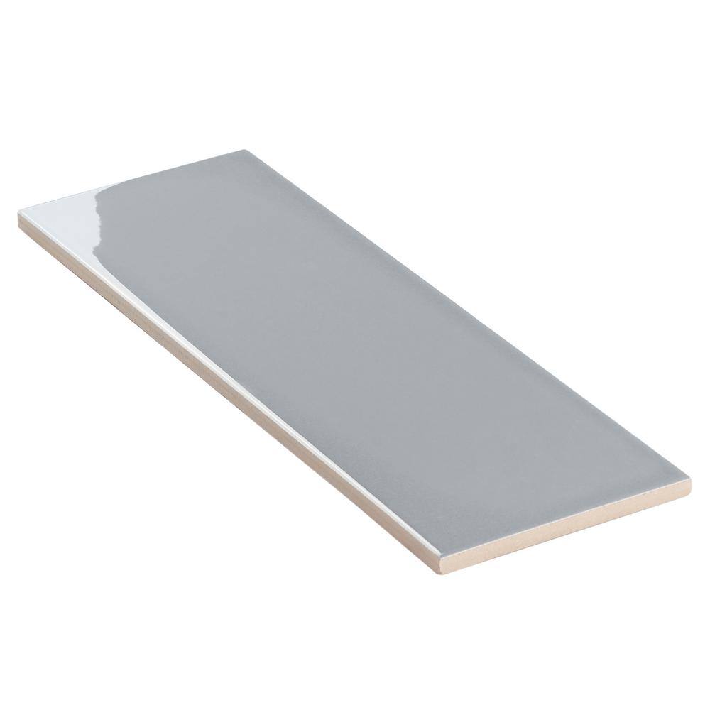 Abbey Road 4-in x 12-in Polished Gray Porcelain Subway Tile