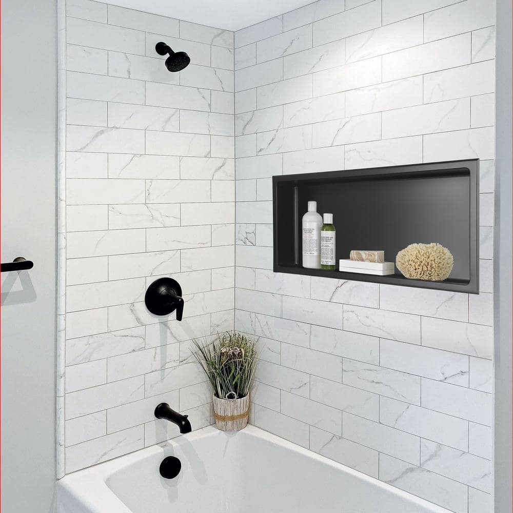 Matte Black Stainless Steel Rectangular Shower Niche