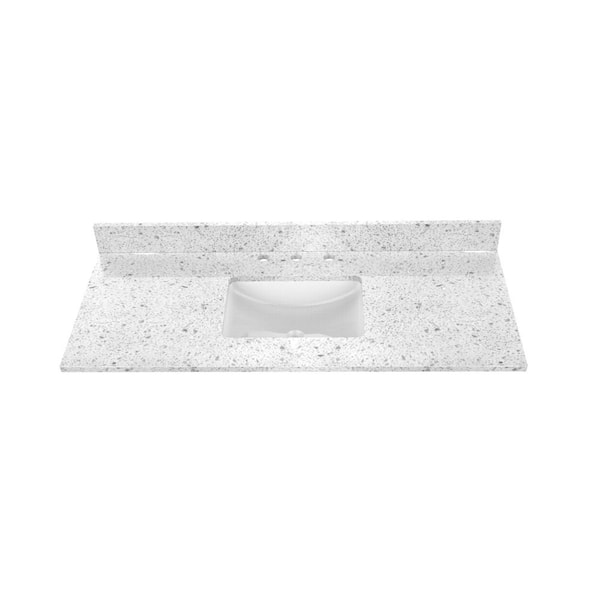 Home Decorators Collection 37 in. W x 22 in. D Engineered Marble Vanity Top in Winter Light with White Single Rectangular Ceramic Sink