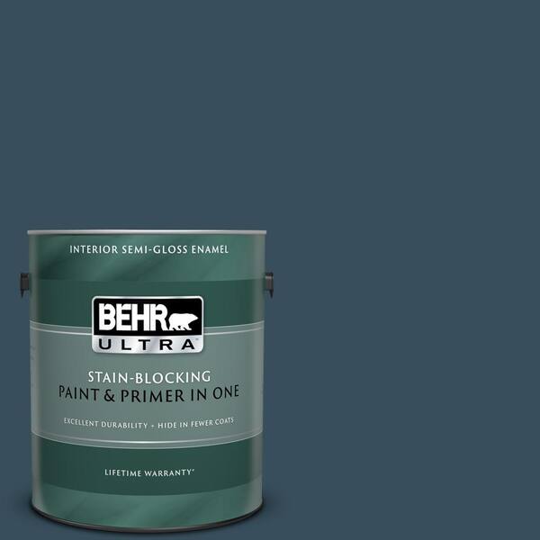 BEHR ULTRA 1 gal. #UL230-23 Restless Sea Semi-Gloss Enamel Interior Paint and Primer in One