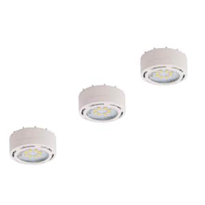 LED White Puck Light with Power Cord (3-Pack)