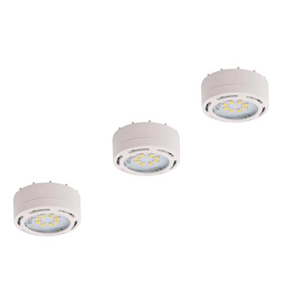 AMAX LIGHTING LED White Puck Light with Power Cord (3-Pack)