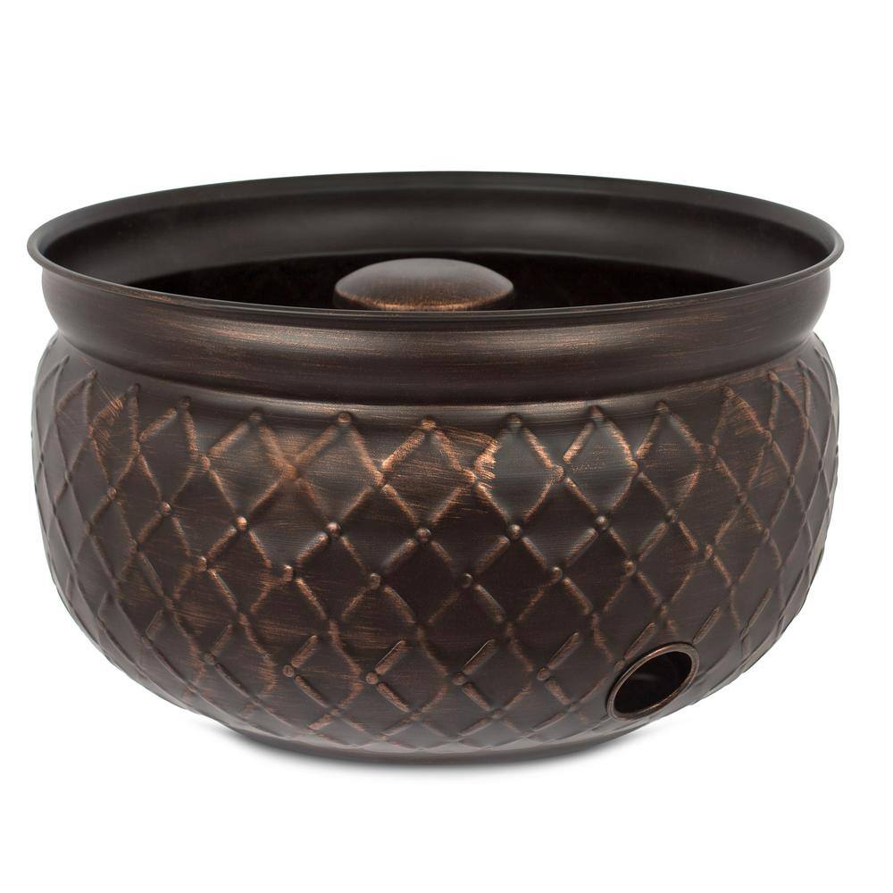 Brown Steel Water Hose Pot with Copper Accents
