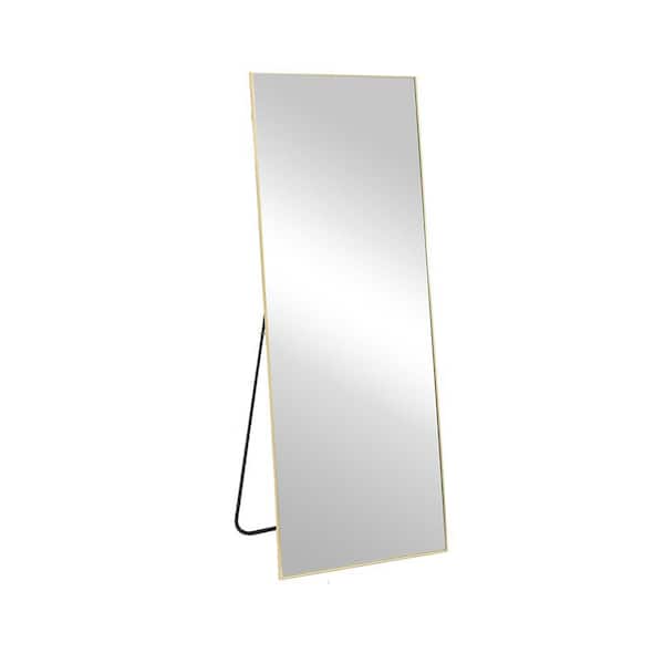 Seafuloy 22 in. W x 65 in. H Standing Rectangle Mirror Floor Mirror with Metal Frame Wall Mounted Vanity Mirror, Gold
