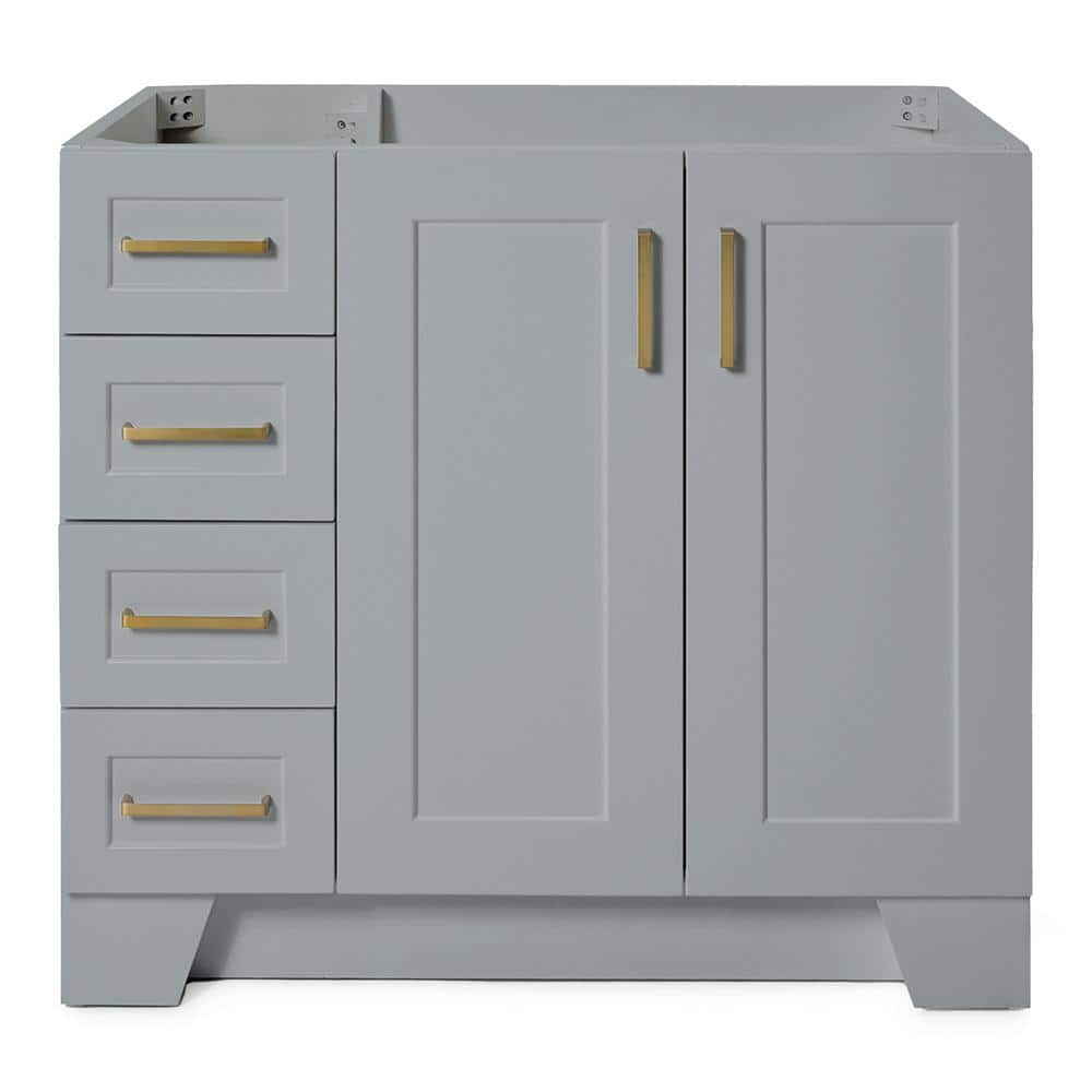 Taylor 36" Gray Freestanding Single Vanity Cabinet with Brass Hardware