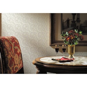 White Vinyl Non-Pasted Paintable Wallpaper Roll (Covers 56 Sq. Ft.)