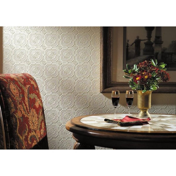 Small Squares White Paintable Wallpaper