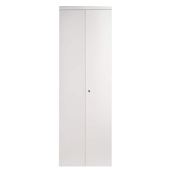Impact Plus 32 in. x 96 in. Smooth Flush Primed Interior Closet Solid Core MDF Bi-Fold Door with Chrome Trim