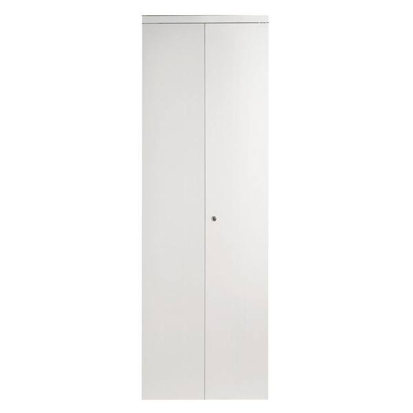 Impact Plus Smooth Flush Solid Core Primed MDF Interior Closet Bi-fold Door With White Trim