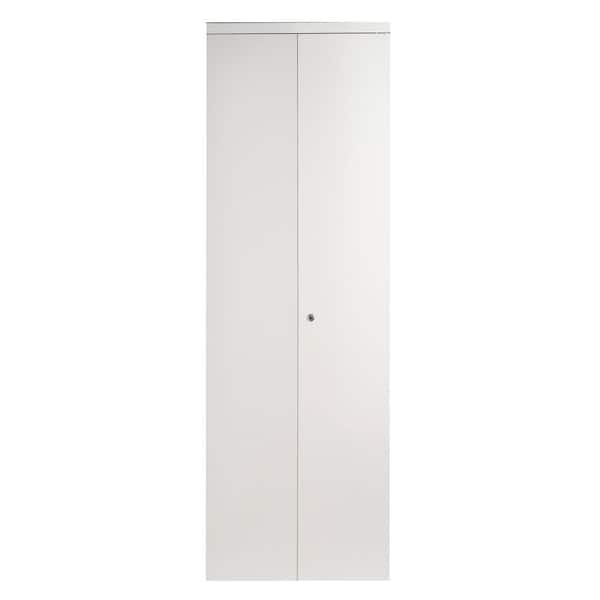 Impact Plus Smooth Flush Solid Core Primed MDF Interior Closet Bi-fold Door With White Trim