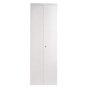 24 in. x 80 in. Smooth Flush Solid Core White MDF Interior Closet Bi-Fold Door with Matching Trim