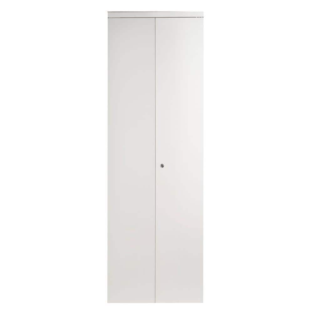 30 in. x 84 in. Smooth Flush White Interior Closet Solid Core MDF Bi-Fold Door with Chrome Trim price history on PriceWatchPro