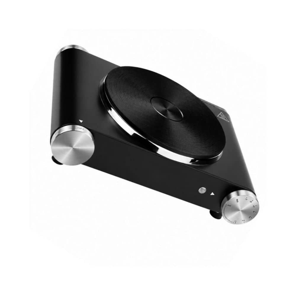 1500 W Single Burner 7.1 in. Black Electric Cast Iron Hot Plate with Adjustable Temperature Control and Non-Slip Feet