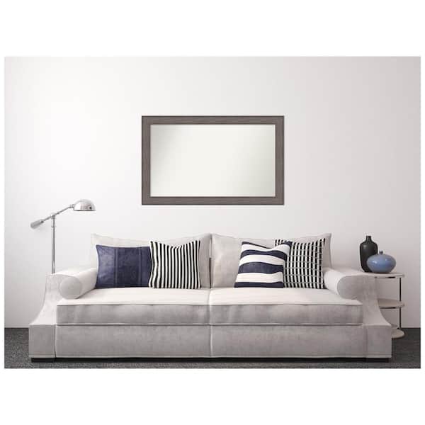 Amanti Art Medium Rectangle Distressed Brown Modern Mirror (30.25 in. H x 48.25 in. W)
