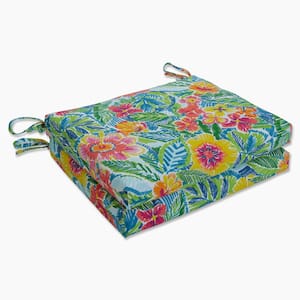 Floral 18.5 x 16 Outdoor Dining Chair Cushion in Multicolored (Set of 2)